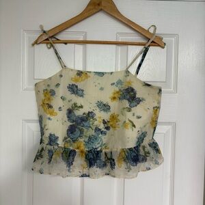 Conrado City To‎ Beach Cream Floral Deadstock Fabric Tank Top Size Small